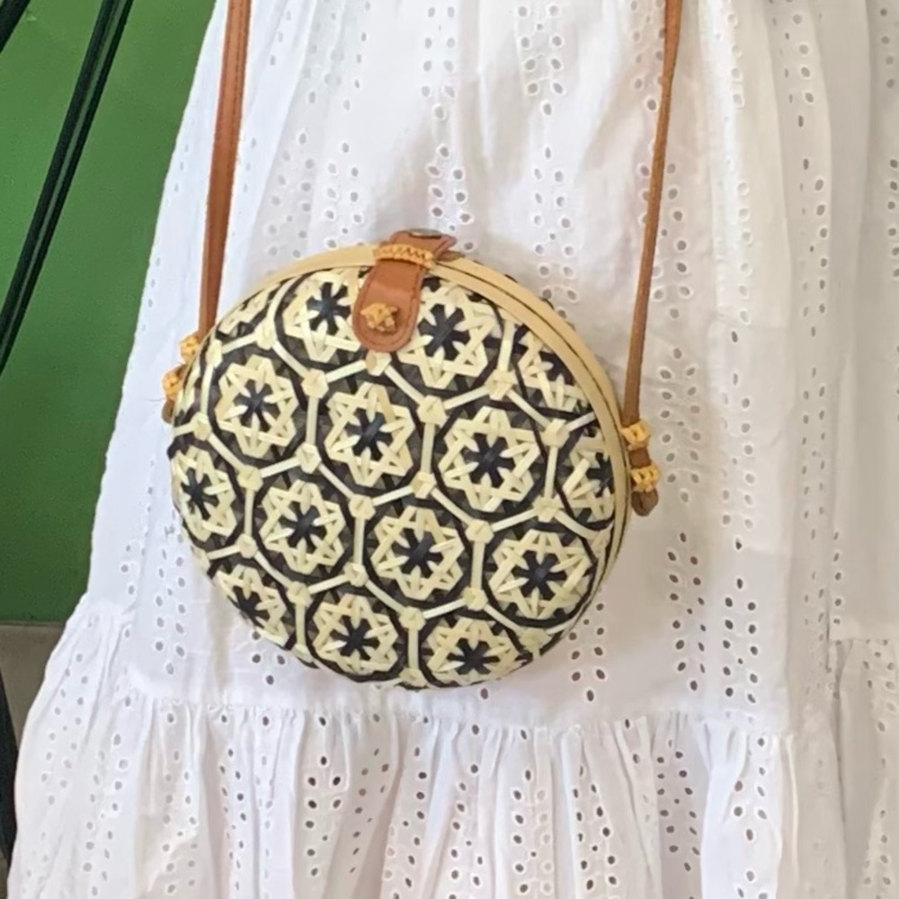 straw and leather handbag
 bag small purse - Picture 3 of 3